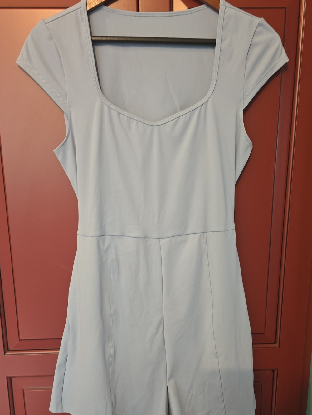 Women's Light Blue Square Neck Romper